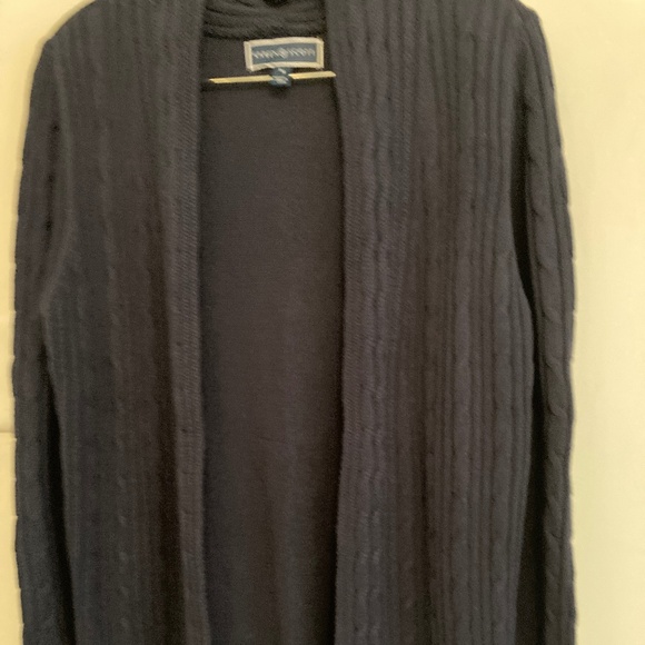 Karen Scott Open Cable Cardigan Size M, Navy - Picture 2 of 7